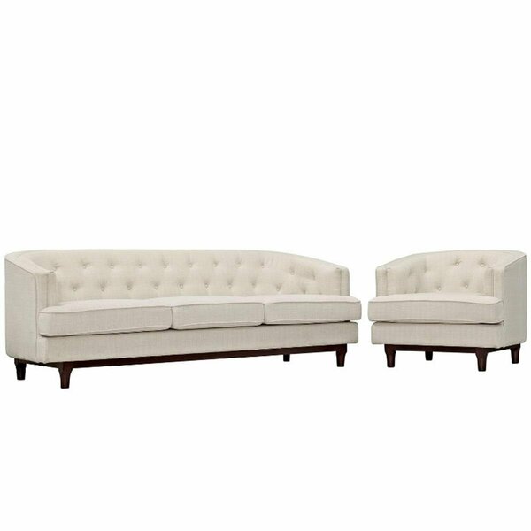 Modway Furniture Coast Living Room Sofa Set, Beige - Set of 2 EEI-2450-BEI-SET